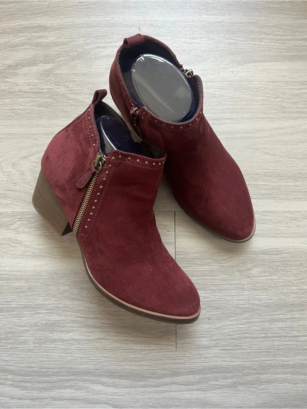 Sonoma Goods for Life Burgundy Studded Ankle Booties Size 8